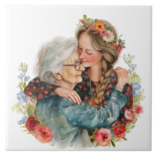 シニアモーメントマザーズデイ/任意の日セラミックタイル タイル (正面)