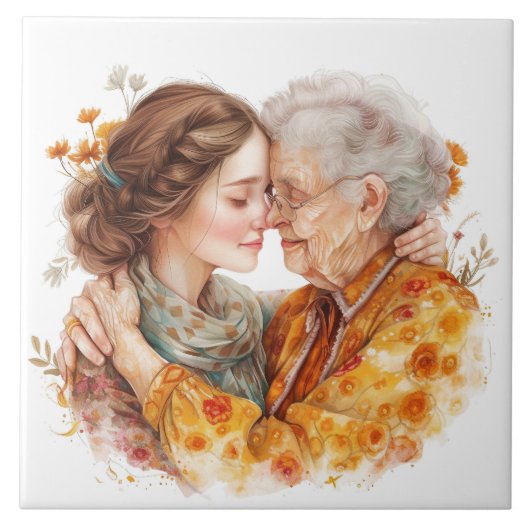 シニアモーメントマザーズデイ/任意の日セラミックタイル タイル (正面)