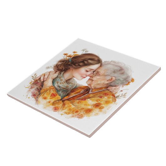 シニアモーメントマザーズデイ/任意の日セラミックタイル タイル (側面)