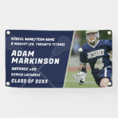 シニアラクロスブルーと金ゴールド屋外バナー 横断幕 (横)