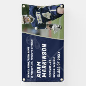 シニアラクロスブルーと金ゴールド屋外バナー 横断幕 (縦)