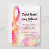 シニアリサイタルウォーターカラートレブルクレフ、 音符記号 招待状 (正面)