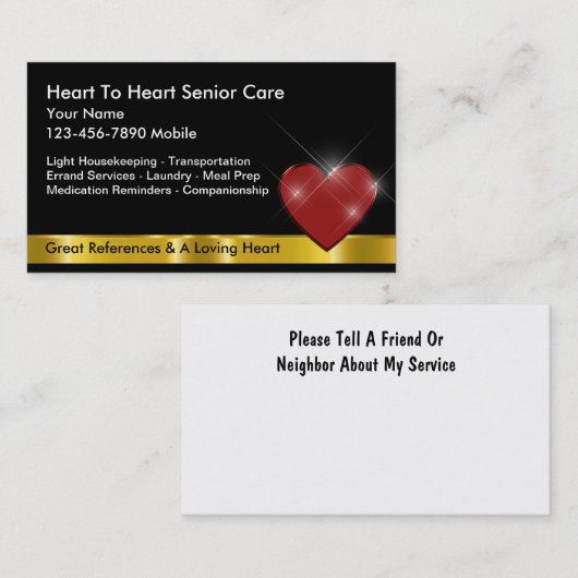 シニア介護者のギラズィきらきら光るー・ビジネス・カード 名刺 (正面/裏面)