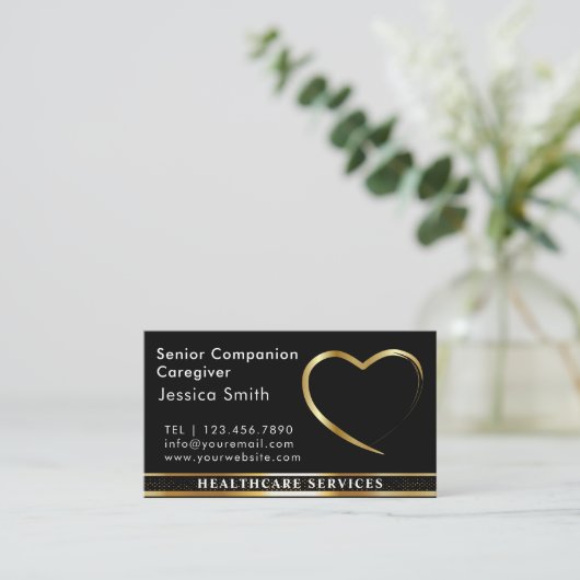 シニア介護者ゴールデンハートデザイン 名刺 (スタンド正面)