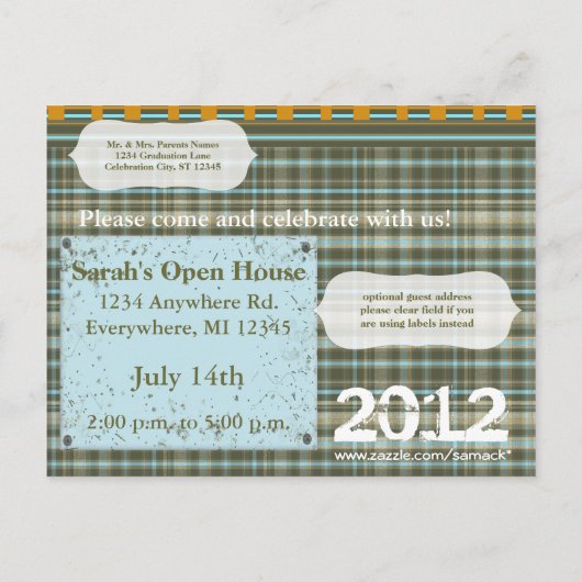 シニア写真の卒業招待状のクラス インビテーションポストカード (裏面)