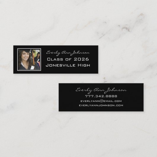 シニア写真プロフィール写真の名刺 スキニー名刺 (正面/裏面)