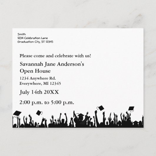 シニア卒業オープンハウスのシルエットクラス インビテーションポストカード (裏面)