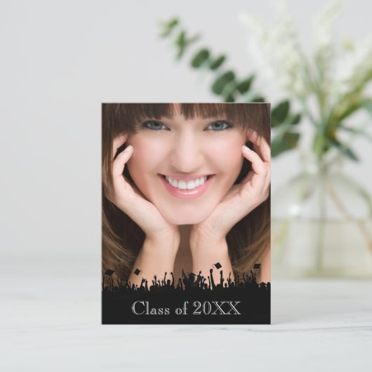 シニア卒業オープンハウスのシルエットクラス インビテーションポストカード (スタンド正面)