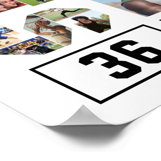 シニア卒業スポーツ選手フォトコラージュ ポスター (角)