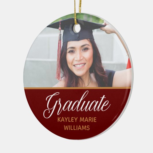シニア大学院写真赤金ゴールド卒業記念 セラミックオーナメント (左)