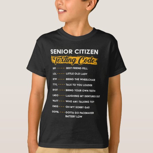 シニア市民&#; sメールや文字を打つコードおもしろい老人 tシャツ (正面)