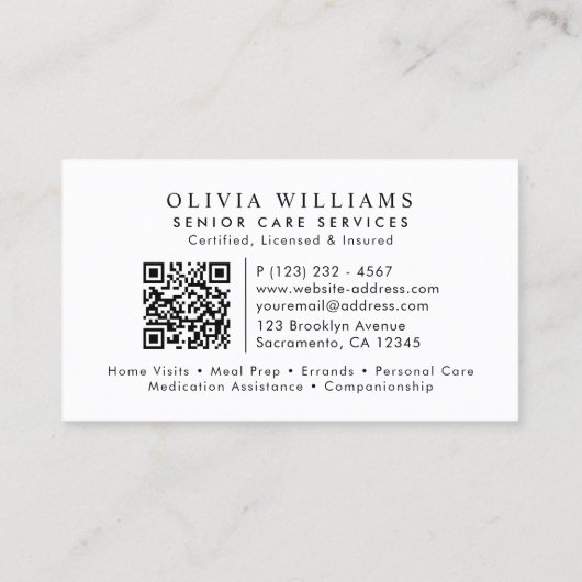 シニア気にサービス介護者ブラック&金ゴールド 名刺 (裏面)