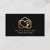 シニア気にサービス介護者ブラック&金ゴールド 名刺 (正面)