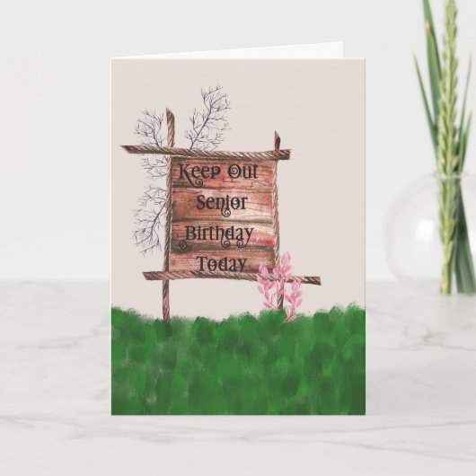 シニア誕生日カー保ドアウトの看板 カード (正面)