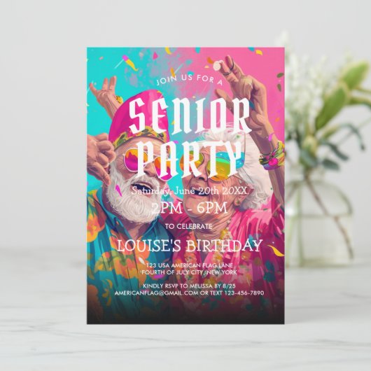 シニア誕生日パーティーと祖父母パーティー 招待状 (スタンド正面)