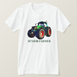 「シニア農家」とグリーントラクターTシャツ Tシャツ