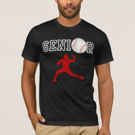 シニア野球投手プレイヤーの赤いシルエット Tシャツ