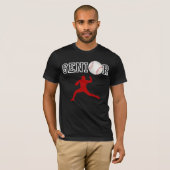 シニア野球投手プレイヤーの赤いシルエット Tシャツ (正面フル)