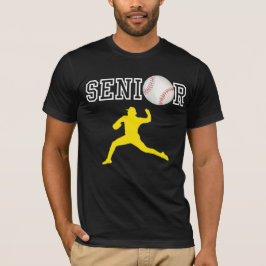 シニア野球投手プレイヤー黄色シルエット Tシャツ