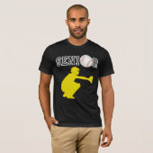 シニア野球捕手プレイヤー黄色シルエット Tシャツ (正面フル)