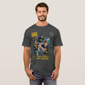 シニア野球選手のカスタムフォトコラージュ ブルー Tシャツ (正面フル)