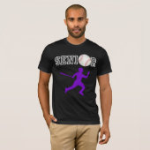 シニア野球選手の紫色のシルエット Tシャツ (正面フル)