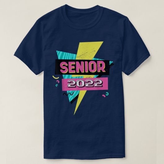 シニア2022卒業クラス2022レトロ90sグラ tシャツ (デザイン正面)