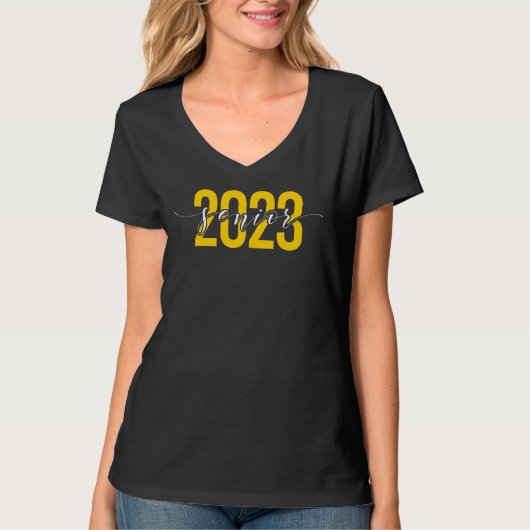 シニア2023黄色オンブラック Tシャツ (正面)