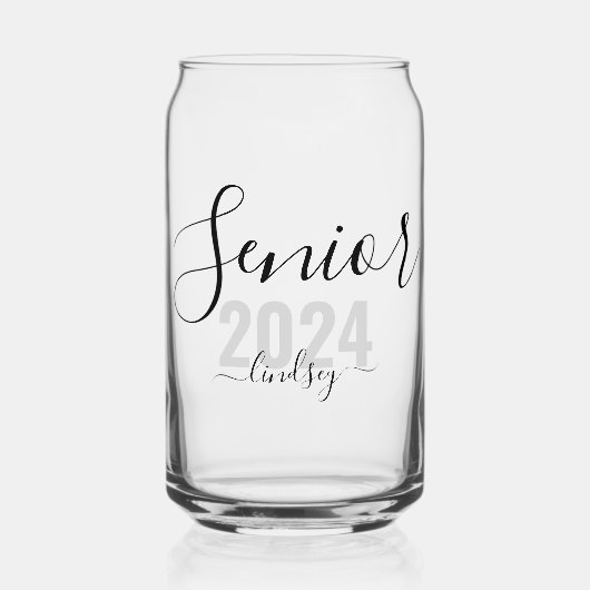 シニア2024年パーソナライズされた名卒業 ガラス缶 (正面)
