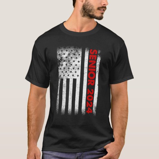 シニア2024 American Flag USA卒業クラス Tシャツ (正面)