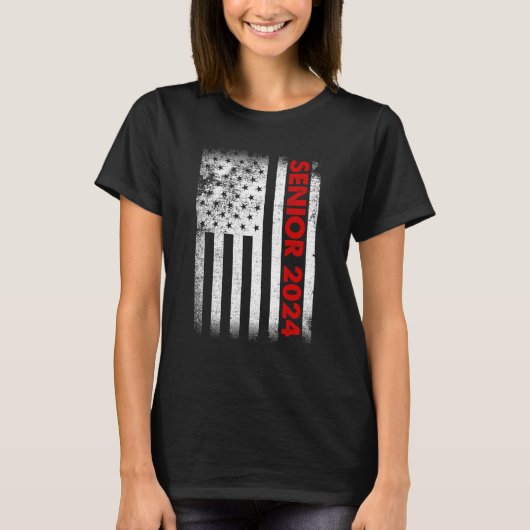 シニア2024 American Flag USA卒業クラス Tシャツ (正面)