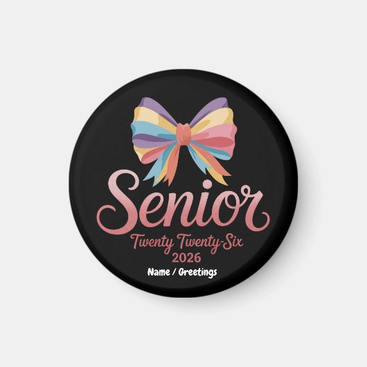 シニア2026かわいいレインボーボウ卒業コケット マグネット (正面)