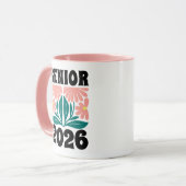 シニア2026カスタムレトロGroovy花の卒業 マグカップ (正面左)