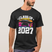 シニア2027クラス2027卒業レトロ日没 Tシャツ (正面)