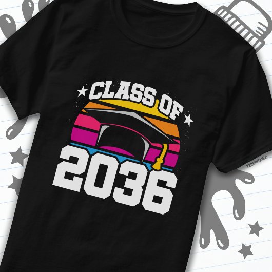 シニア2036クラス2036卒業レトロ日没 Tシャツ