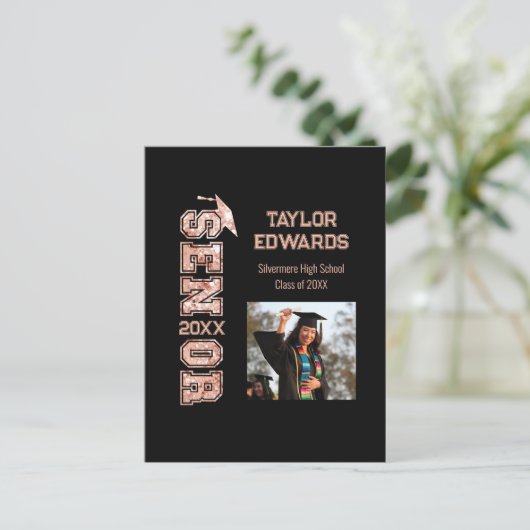 シニア・イヤー写真大学院グリッター年 ポストカード (スタンド正面)