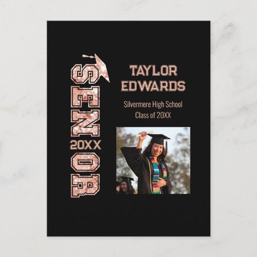 シニア・イヤー写真大学院グリッター年 ポストカード (正面)