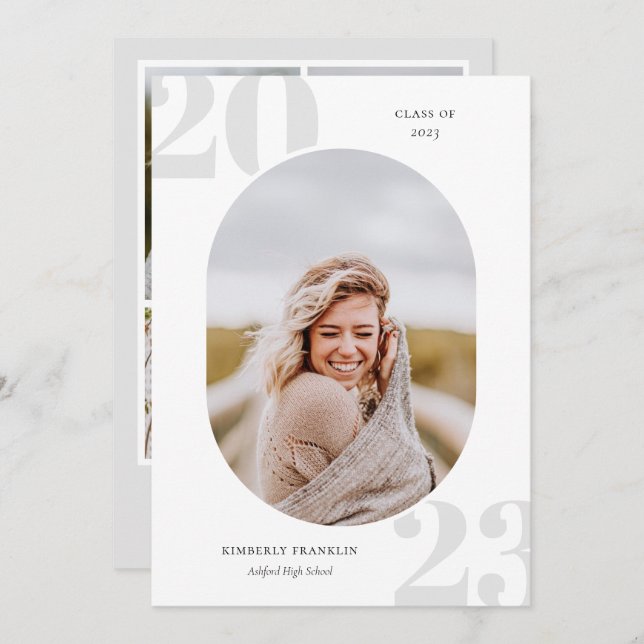 シニア・クラスのラウンドフォトフレームの卒業 (正面/裏面)