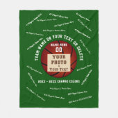 シニア・ナイト・バスケットボールギフトアイディア、写真と文字 フリースブランケット (正面)