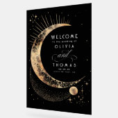 シニカル・ブラックと金ゴールド結婚・ウェルカム アクリルサイン (傾斜)