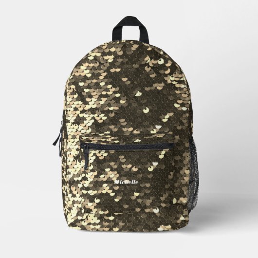 シニスタイリッシュモダンー金ゴールドマーメイドの続編 プリントバックパック (正面)