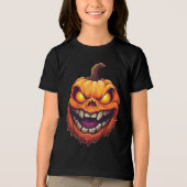 シニスターな笑顔のカボチャの頭 トライブレンドTシャツ (正面)