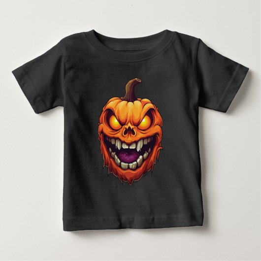 シニスターな笑顔のカボチャの頭 ベビーTシャツ (正面)