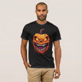 シニスターな笑顔のカボチャの頭 Tシャツ (正面フル)