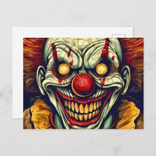 シニスターカーニバルピエロイラストレーションアート ポストカード (正面/裏面)
