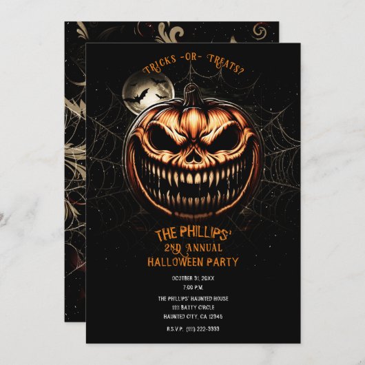 シニスタージャックオランタンパンプキンハローウィンパーティ 招待状 (正面/裏面)