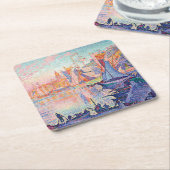 シニャック・サントロペス港 スクエアペーパーコースター (アングル)