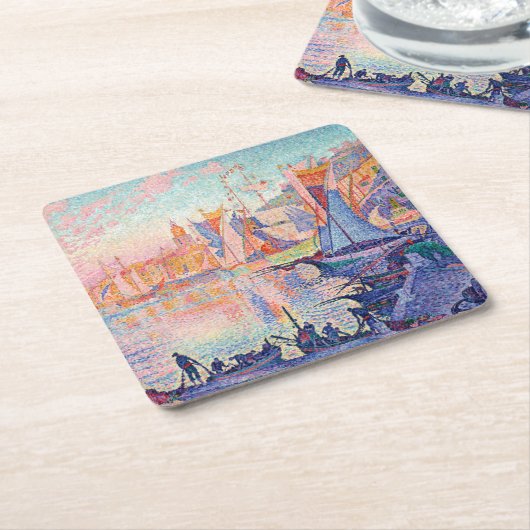 シニャック・サントロペス港 スクエアペーパーコースター (アングル)