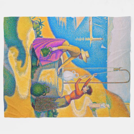 シニヤック井戸の女性たち フリースブランケット (正面(横))