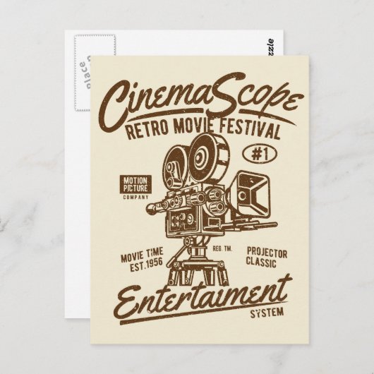 シネマスコープクラシックレトロハリウッドカメラモーション ポストカード (正面/裏面)